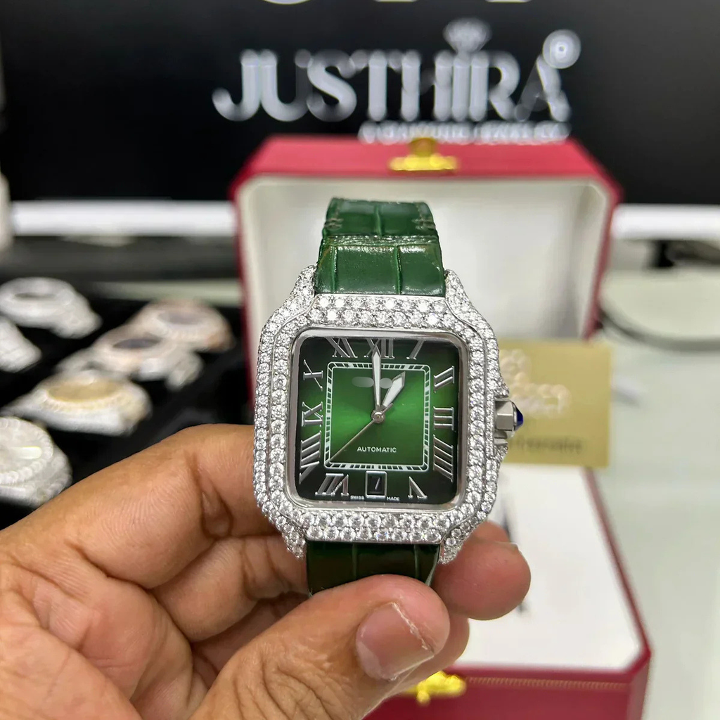Moissanite Strap Watch - Watch front view
