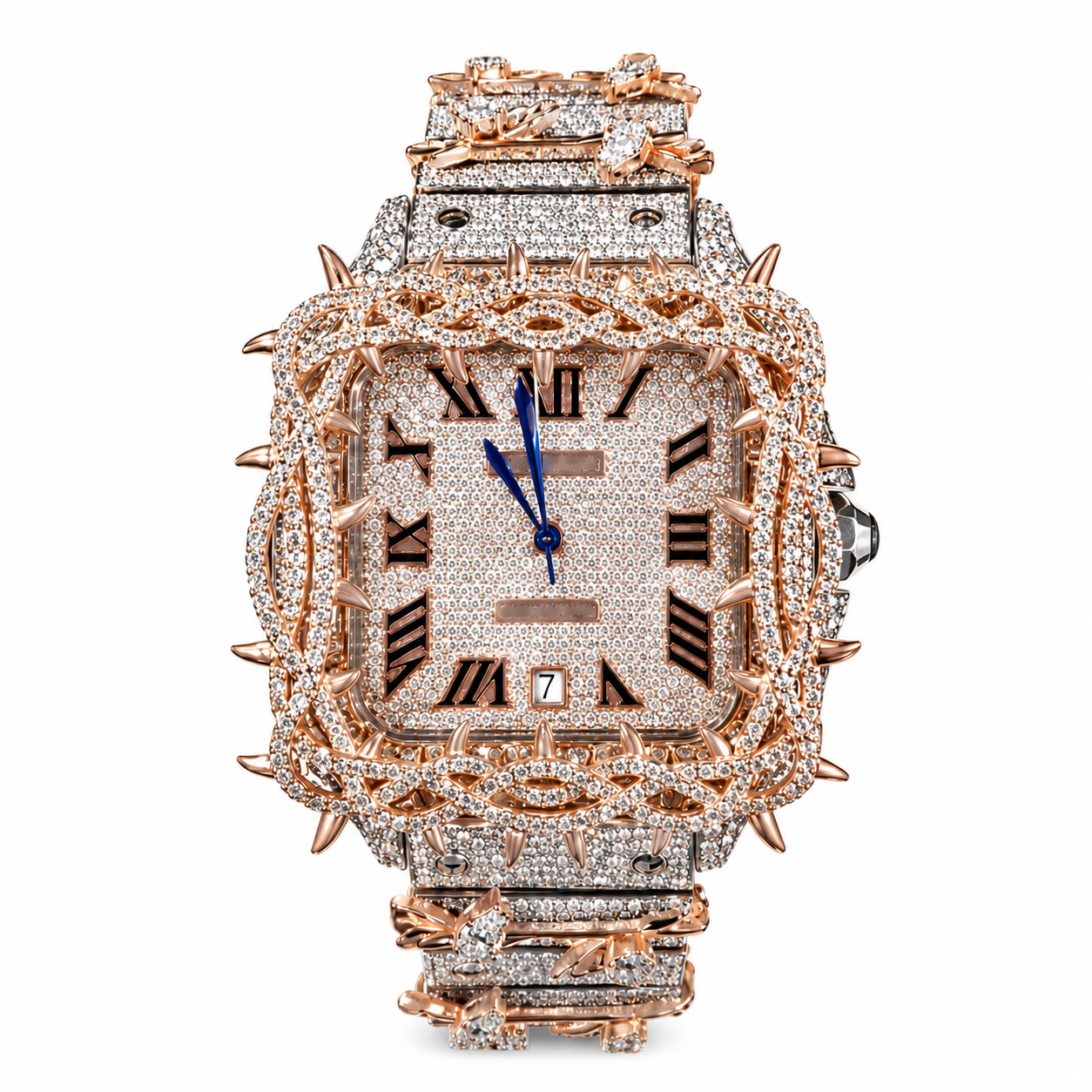 Moissanite Thorn Square Watch with bold casing and diamond shine