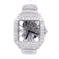Moissanite Skeleton Watch with exposed movement and diamond shine