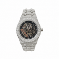 Moissanite Skeleton Watch with exposed movement and diamond shine